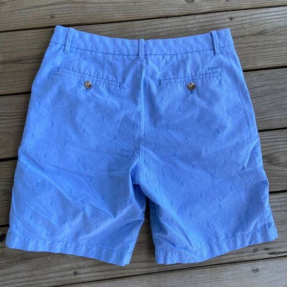 Izod Blue Nautical Anchor Chambray Shorts Size 32 - Picture 2 of 5